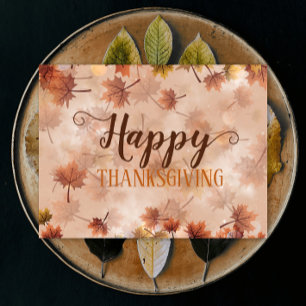 Warm Brown Autumn Leaves Thanksgiving Greeting Holiday Postcard