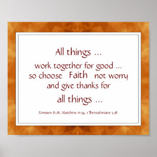 Warm Brown Bible Scripture Encouragement Quotes Poster