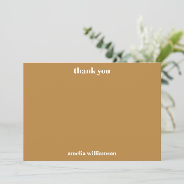 Warm Brown Fall Personalized Bridal Shower Thank You Card (Standing Front)