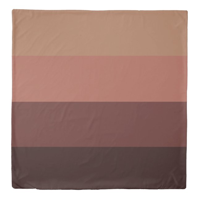 Warm Brown Four Stripe Pattern Duvet Cover (Front)