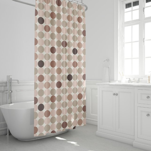 Warm Brown Geometric Circles Bathroom Harmony Shower Curtain (Creator Uploaded)