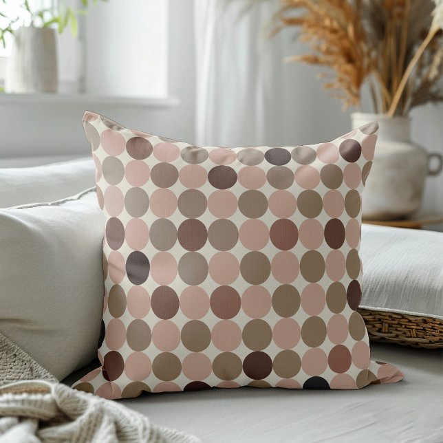 Warm Brown Geometric Circles Cozy Decor Throw Pillow (Creator Uploaded)