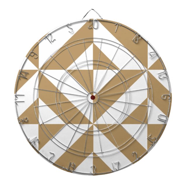 Warm Brown Geometric Deco Cube Pattern Dart Board (Front)