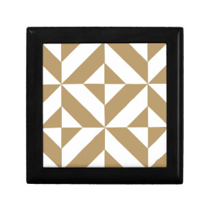 Warm Brown Geometric Deco Cube Pattern Gift Box