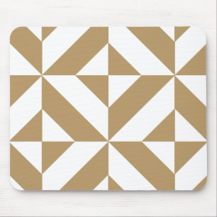 Warm Brown Geometric Deco Cube Pattern Mouse Pad
