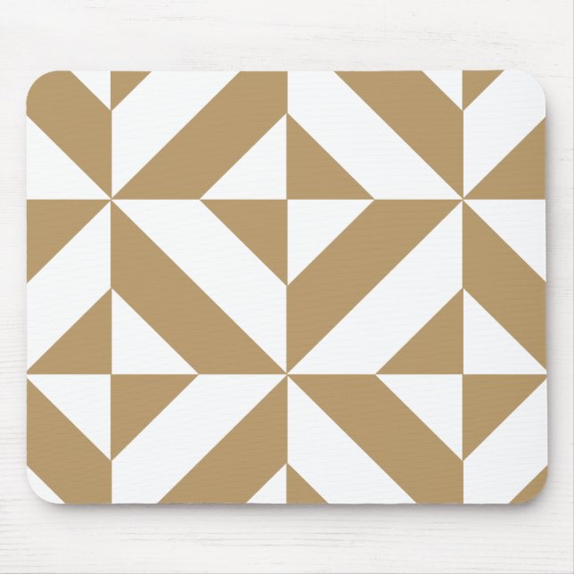 Warm Brown Geometric Deco Cube Pattern Mouse Pad (Front)