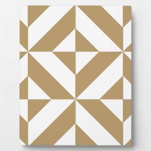 Warm Brown Geometric Deco Cube Pattern Plaque