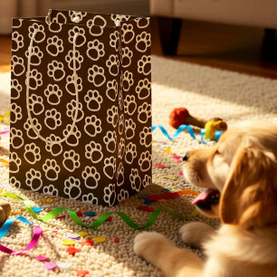 Warm Brown Paw Print for Dog Lovers Medium Gift Bag
