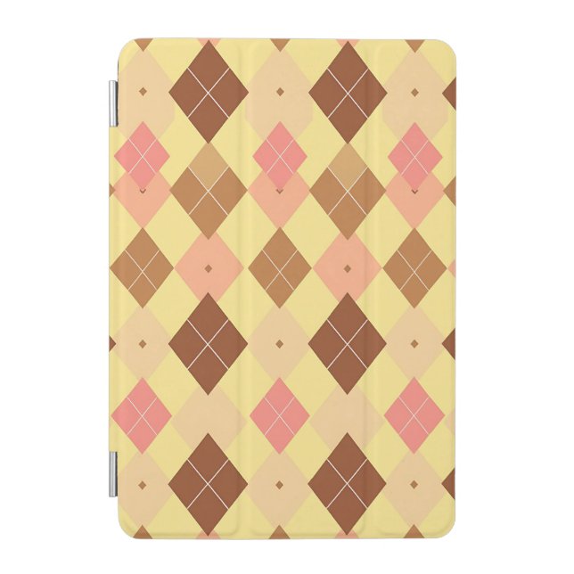 Warm Brown Pink Argyle Pattern iPad Mini Cover (Front)