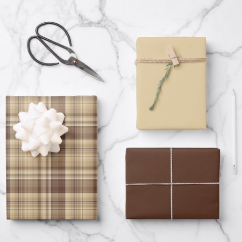 Warm Brown Plaid Wrapping Paper