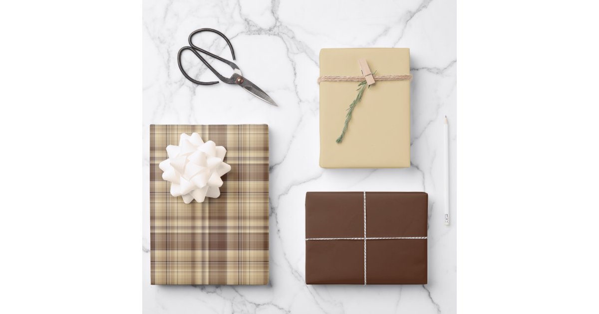Matte Brown Wrapping Paper, Brown Gift Wrap, Simple and Plaid Wrapping  Paper, Brown Paper Gift Wrap, Matte Wrapping Paper, Unique Gifts 
