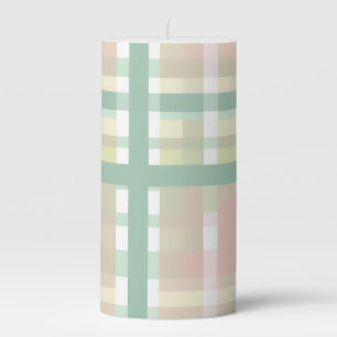 Warm Buffalo Plaid Pastel Cottagecore Spring Pillar Candle
