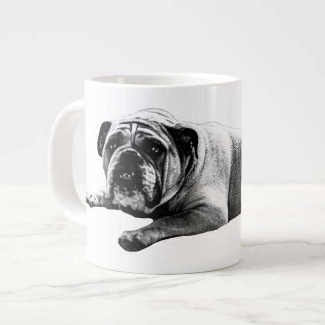 Warm Bulldog Morning Giant Coffee Mug (Front Left)