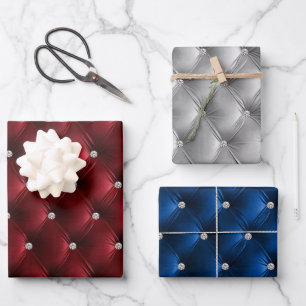 Warm Burgundy Floral Faux Velvet Wrapping Paper Sheets