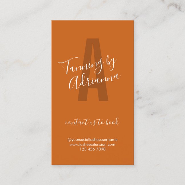 Warm Burnt Orange Spray Tan Aftercare Business Card