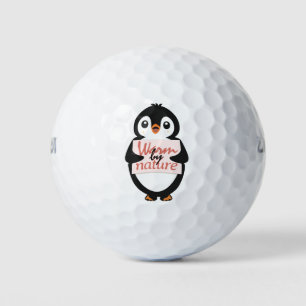 Warm by nature: Adorable Penguin with Playful Text Golf Balls