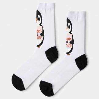 Warm by nature: Adorable Penguin with Playful Text Socks