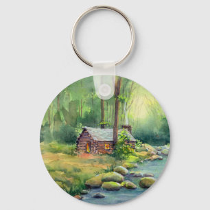 WARM CABIN by SHARON SHARPE Keychain