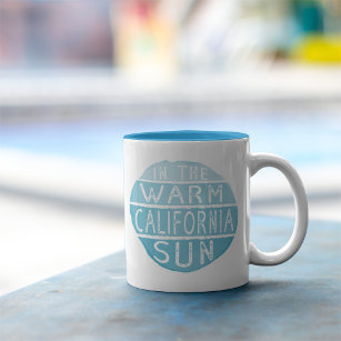 Warm California Sun Vintage Typography Blue Two-Tone Coffee Mug