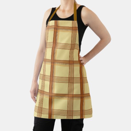 Warm Caramel Brown Plaid Aesthetic Apron