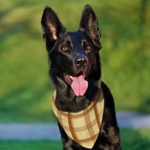 Warm Caramel Brown Plaid Aesthetic Pet Bandana Collar