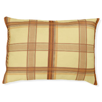Warm Caramel Brown Plaid Aesthetic Pet Bed