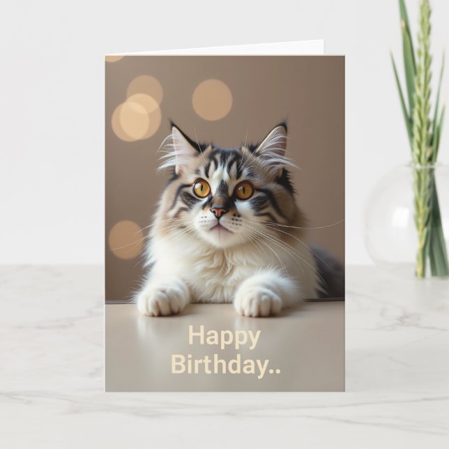 Warm Cat Portrait Birthday Card (Front)