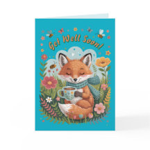 Warm & Cheerful Cozy Woodland Fox Get Well Soon!