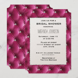 Warm Chic Glam Pink Faux Velvet Bridal Shower Invitation