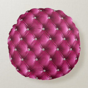 Warm Chic Pink Faux Velvet Round Pillow