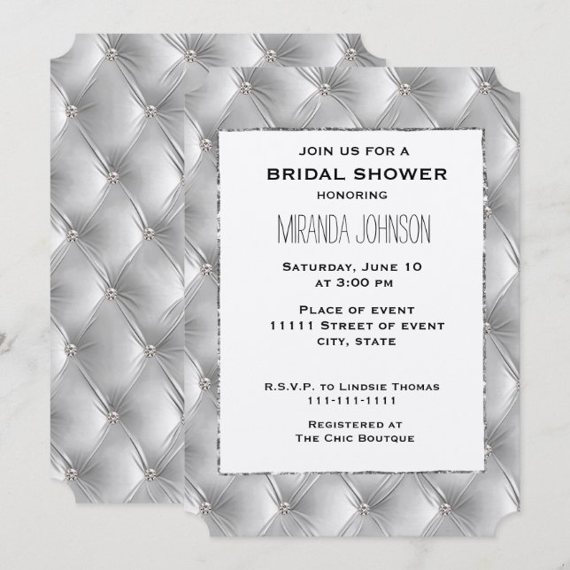 Warm Chic Soft Grey Faux Velvet Bridal Shower Invitation (Front/Back)