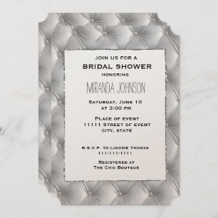 Warm Chic Soft Grey Faux Velvet Bridal Shower Invitation
