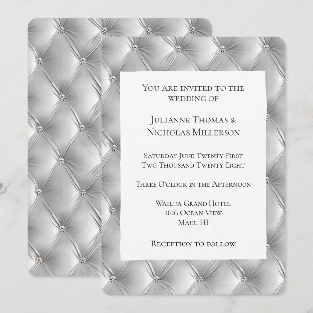 Warm Chic Soft Grey Faux Velvet Wedding  Invitation (Front/Back)