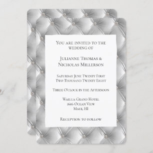 Warm Chic Soft Grey Faux Velvet Wedding Invitation