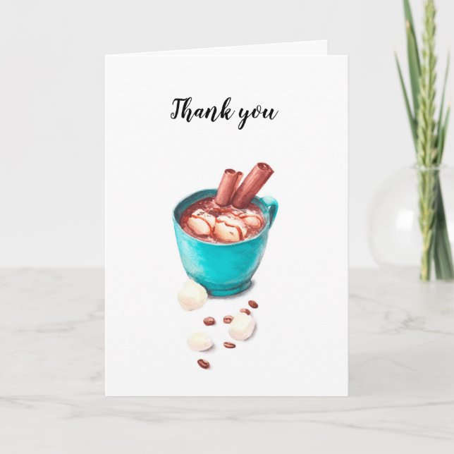 Warm chocolate Thank you greeting card. (Front)