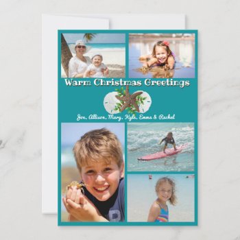 Warm Christmas Multi-photo Family Flat Greeting Holiday Card by holiday_store at Zazzle