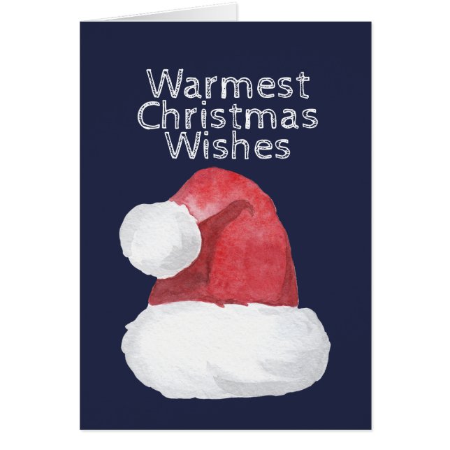 Warm Christmas Wishes/Santa Hat/Personalize Cards (Front)
