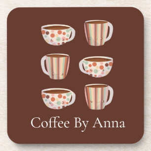 Warm Circle Pattern On Cups Of Coffee Beverage Coaster