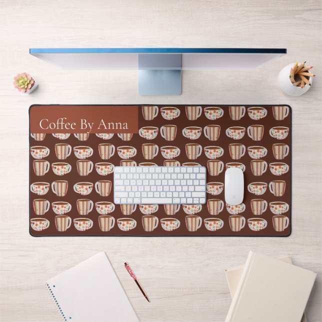 Warm Circle Pattern On Cups Of Coffee Desk Mat (Office 1)