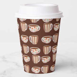 Warm Circle Pattern On Cups Of Coffee Paper Cups