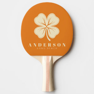 Warm Citrus Four Leaf Clover with Name Ping Pong Paddle