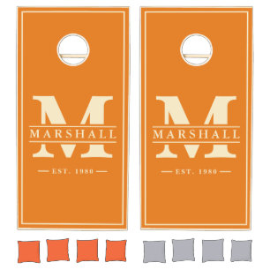 Warm Citrus Name & Initial Overlay Cornhole Set