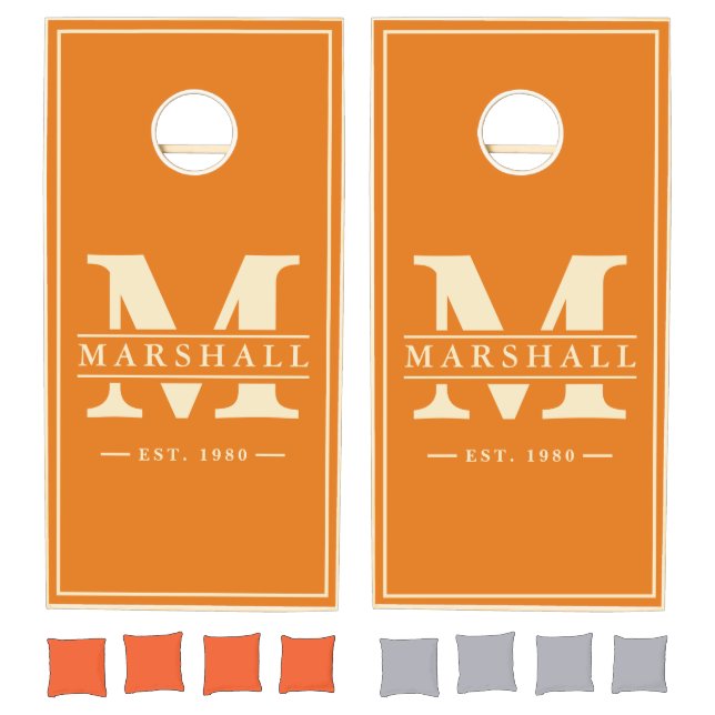 Warm Citrus Name & Initial Overlay Cornhole Set (Set)