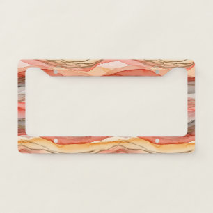 Warm Clay Gold Veined Marble Abstract License Plate Frame