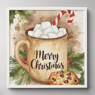 Warm cocoa merry Christmas cookie holly festive Peel And Stick Photo Tile