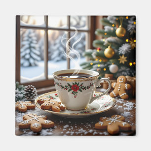 Warm Coffee and Gingerbread Cookies Christmas Magnet