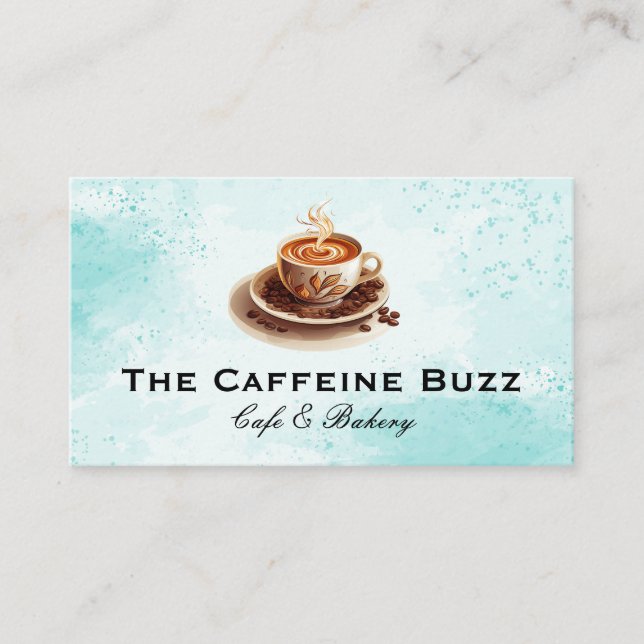 Warm Coffee Beverage in Cup Business Card (Front)