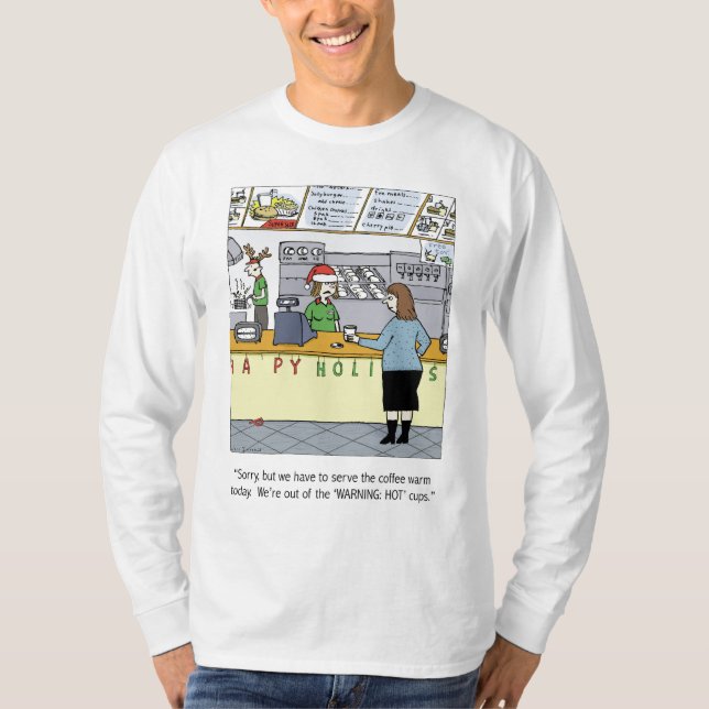 Warm Coffee Cartoon T-Shirt (Front)