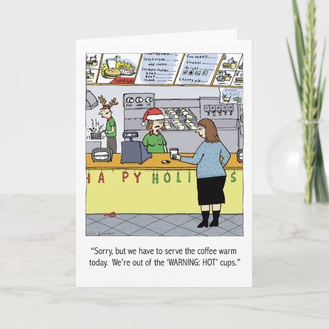 Warm Coffee Holiday Funny Cartoon Christmas Xmas (Front)