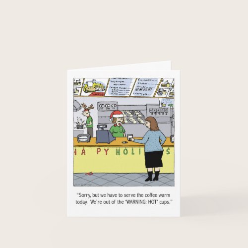 Warm Coffee Holiday Funny Cartoon Christmas Xmas Card Warm Coffee Holiday Funny Cartoon Christmas Xmas Card